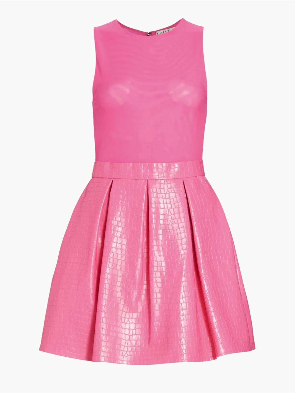 Alice + Olivia Chara Croc-Embossed Pink Dress